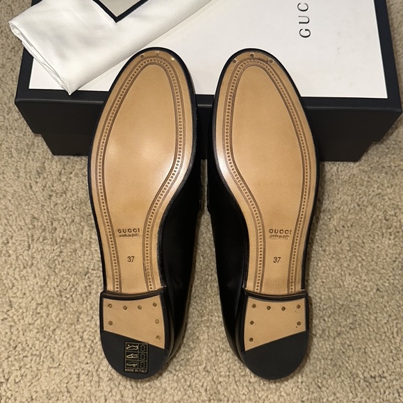 NEW Gucci Black Shiny Leather Jordaan Loafers - Picture 4 of 6